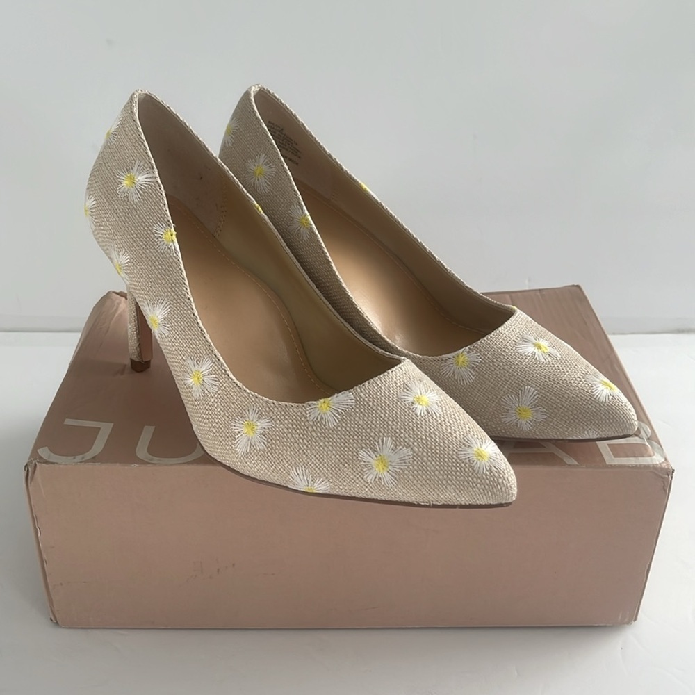 JUSTFAB Khloy Classic Pump Beige Floral Women's High Heels Shoes Size 8 - Picture 11 of 11